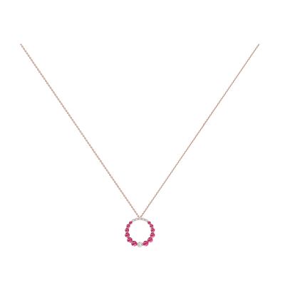 Pendentif Infini en or rose, saphirs roses et diamants