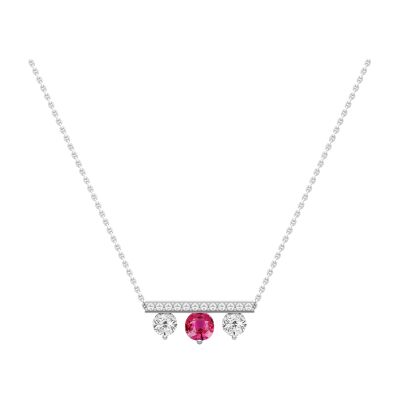 Collier SoHo en or blanc, saphir rose et diamants