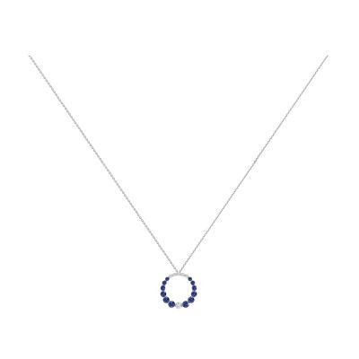 Pendentif Infini en or blanc, saphirs bleus et diamants