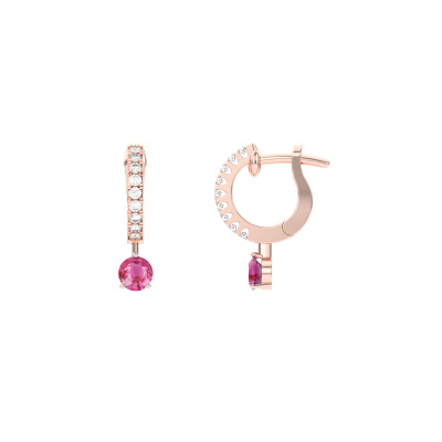 Boucles d'oreilles Infini en or rose, saphirs roses et diamants