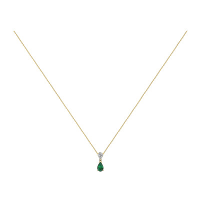 Collier Infini en or jaune, émeraude et diamant