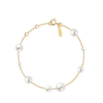 Bracelet Claverin Parade en or jaune et 8 perles blanches