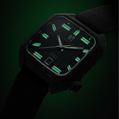 Montre March LA.B Automatique 39 MM - Mars 2026 - Carbone - Jacquard Tissé en France Julien Faure Noir et Vert