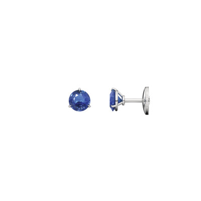 Boucles d'oreilles Infini en or blanc et saphirs bleus