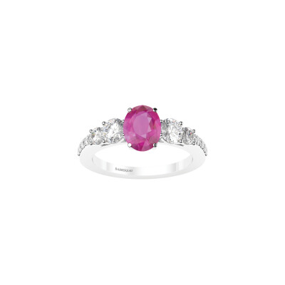Bague Infini en or blanc, saphir rose et diamants