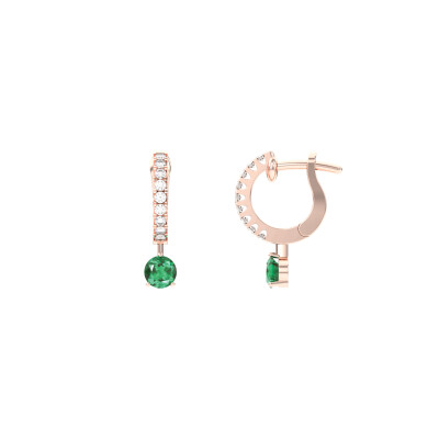 Boucles d'oreilles Infini en or rose, saphirs verts et diamants