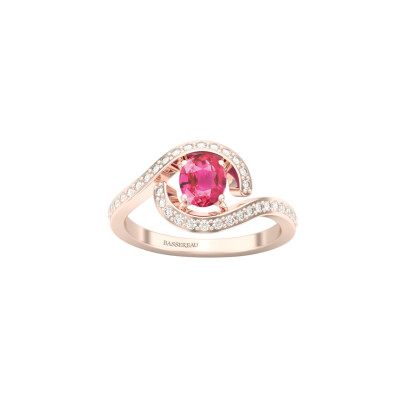 Bague 1897 en or rose, saphir rose et diamants
