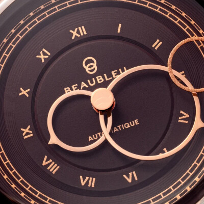 Montre BeauBleu La Pièce N.1 moka bracelet en cuir marron grainé