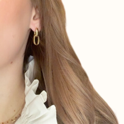 Boucles d'oreilles en or jaune maille ovale