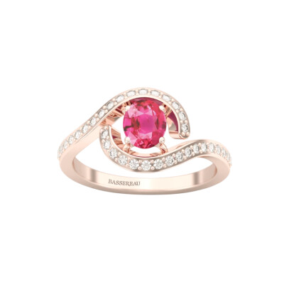 Bague 1897 en or rose, saphir rose et diamants