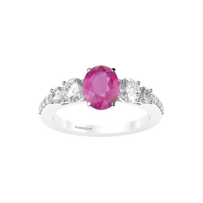 Bague Infini en or blanc, saphir rose et diamants