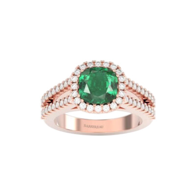 Bague 1897 en or rose, émeraude et diamants