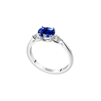 Bague Infini en or blanc, saphir bleu et diamants