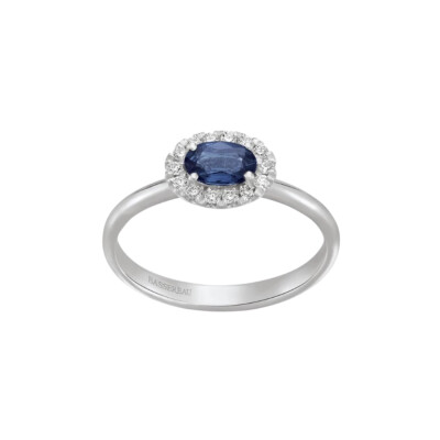 Bague 1897 en or blanc, saphir bleu et diamants