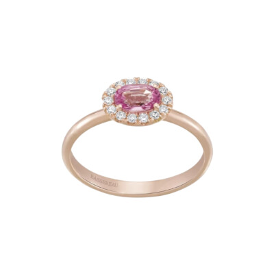Bague 1897 en or rose, saphir rose et diamants