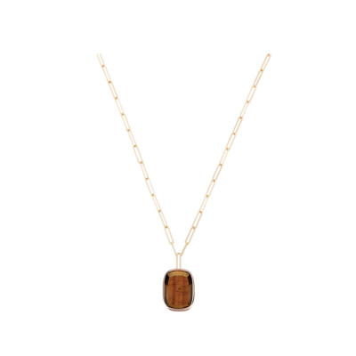 Collier Luna B en or rose et œil de tigre