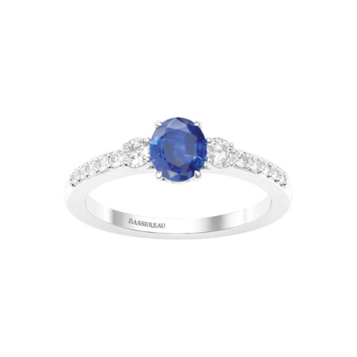 Bague Infini en or blanc, saphir bleu et diamants