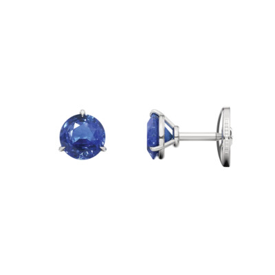 Boucles d'oreilles Infini en or blanc et saphirs bleus