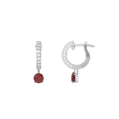 Boucles d'oreilles Infini en or blanc, rubis et diamants