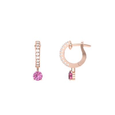 Boucles d'oreilles Infini saphirs roses et diamants en or rose