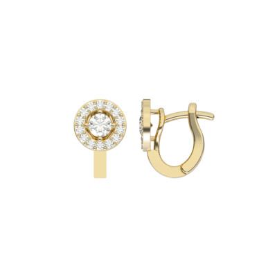 Boucles d'oreilles 1897 en or jaune, diamants et entourage diamants