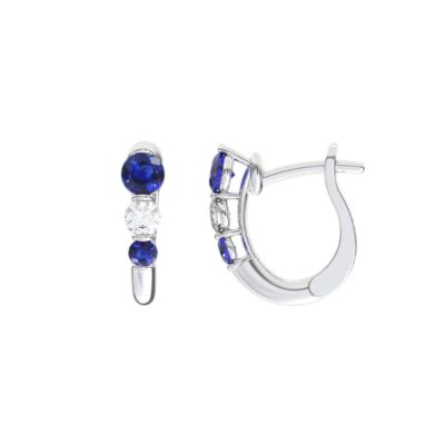 Boucles d'oreilles Infini en or blanc, saphirs bleus et diamants