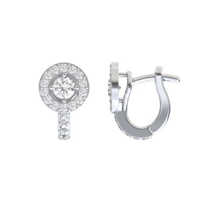 Boucles d'oreilles 1897 en or blanc, diamants et entourage diamants