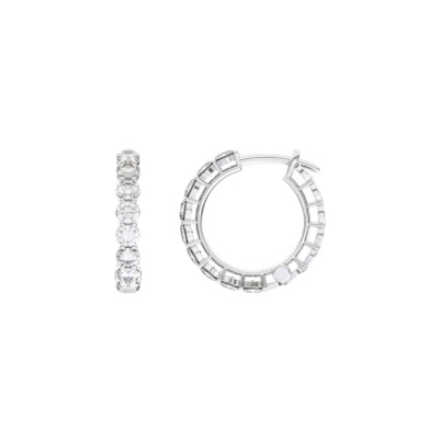 Boucles d'oreilles créoles Infini en or blanc et diamants