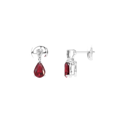 Boucles d'oreilles Infini en or blanc, rubis et diamants