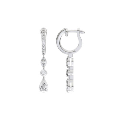 Boucles d'oreilles pendantes Infini en or blanc et diamants