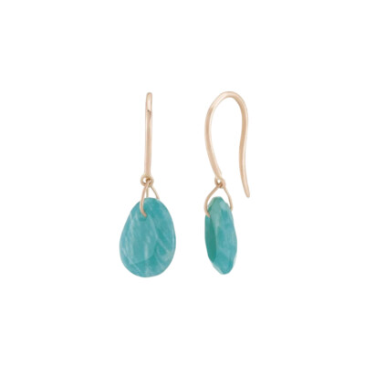 Boucles d'oreilles pendantes Luna B en or rose et amazonite