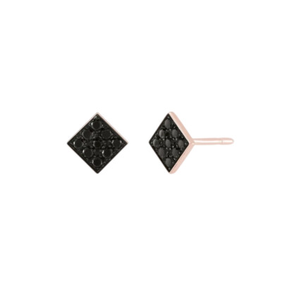 Boucles d'oreilles Luna B en or rose et diamants noirs