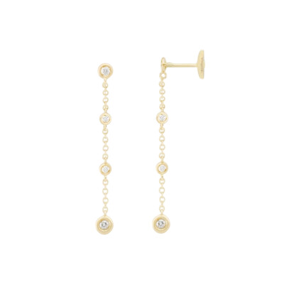 Boucles d'oreilles pendantes Bulles en or jaune avec diamants