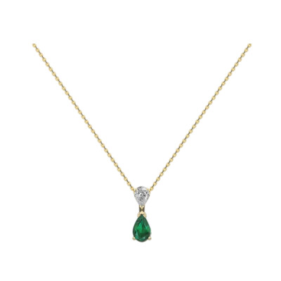 Collier Infini en or jaune, émeraude et diamant