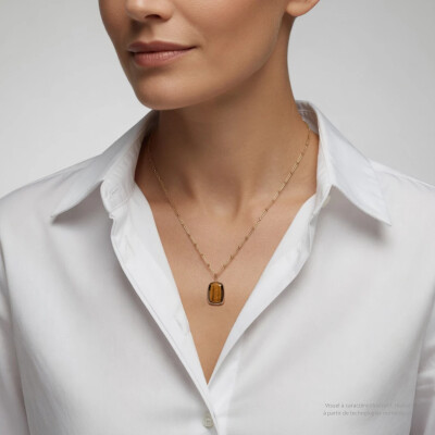 Collier Luna B en or rose et œil de tigre