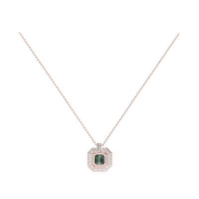 Collier Art Déco en or rose, saphir vert et diamants