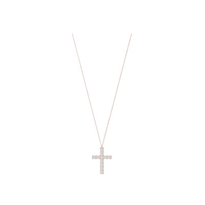 Collier SoHo en or rose et croix diamants