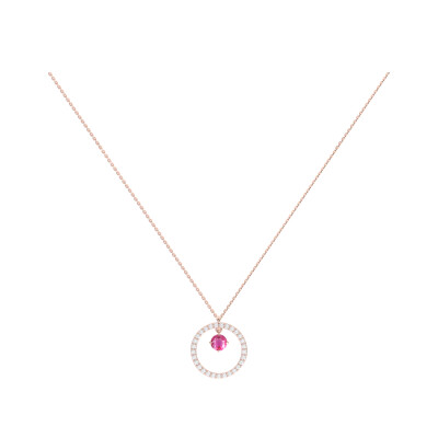 Collier 1897 en or rose, saphir rose et entourage diamants