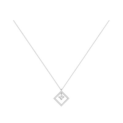 Collier SoHo en or blanc, diamant taille princesse et entourage diamants