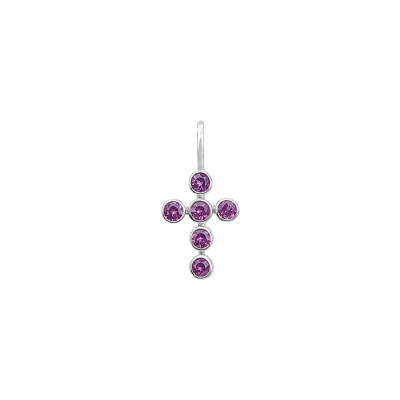 Pendentif croix en or blanc et rhodolite Isabelle Langlois