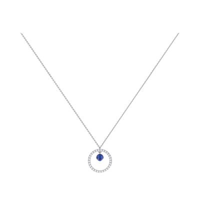 Collier 1897 en or blanc, saphir bleu et entourage diamants
