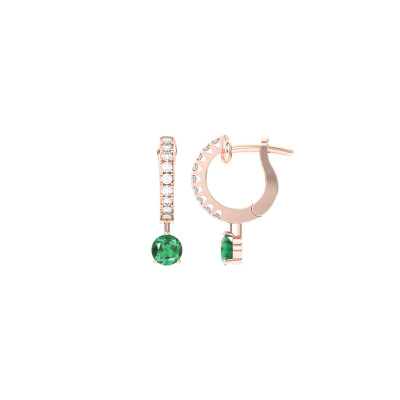 Boucles d'oreilles Infini en or rose, saphirs verts et diamants