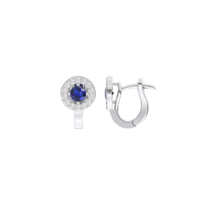 Boucles d'oreilles 1897 en or blanc, saphir bleu et diamants