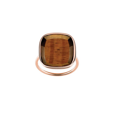Bague Luna B en or rose et œil de tigre