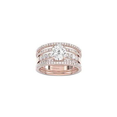 Bague Infini en or rose, diamant certifié et diamants