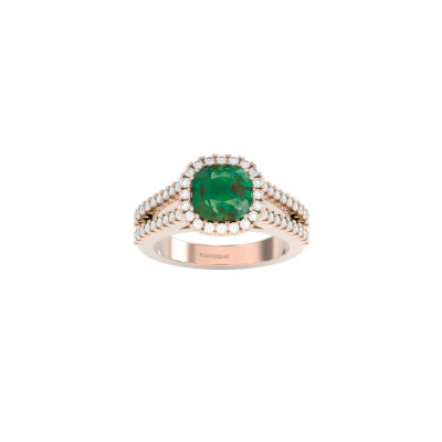 Bague 1897 en or rose, émeraude et diamants
