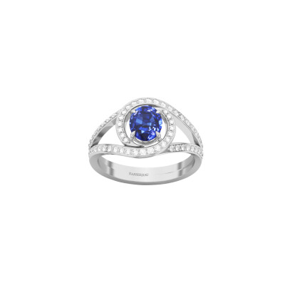 Bague 1897 en or blanc, saphir bleu et diamants