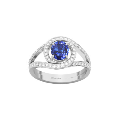 Bague 1897 en or blanc, saphir bleu et diamants