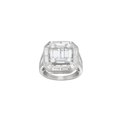 Bague Art Déco en or blanc et diamants