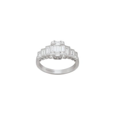 Bague Art Déco en or blanc et diamants